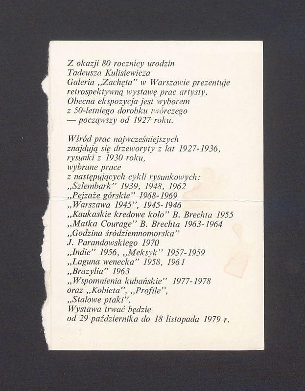 Z okazji 80 rocznicy urodzin Tadeusza Kulisiewicza [...]