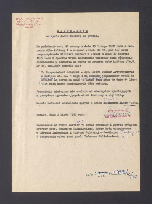 Zezwolenie na wywóz dobra kultury za granicę