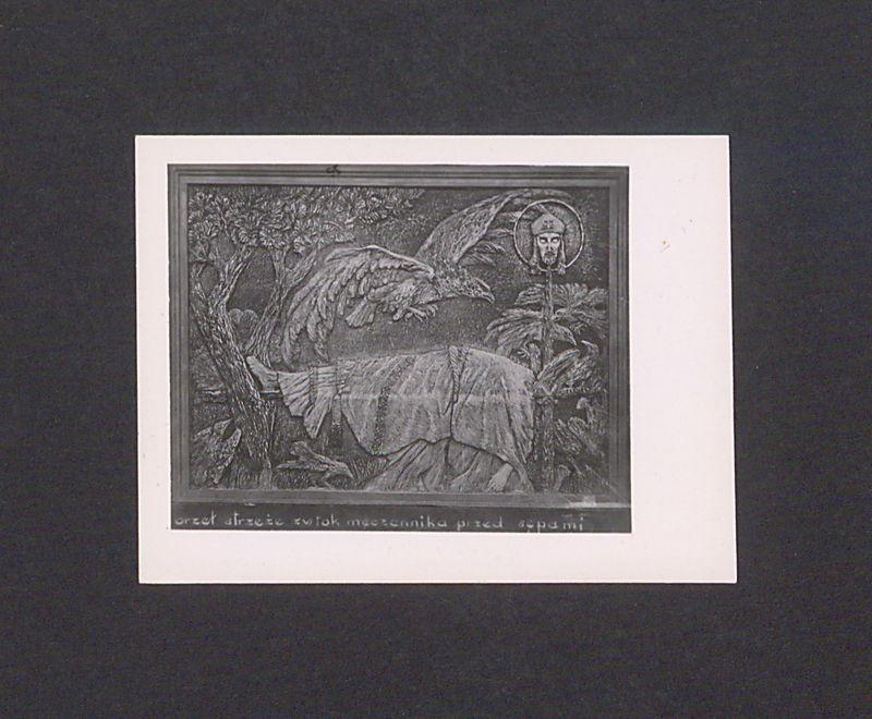 Płaskorzeźba ojca Efrema. Orzeł strzeże zwłok męczennika przed sępami.