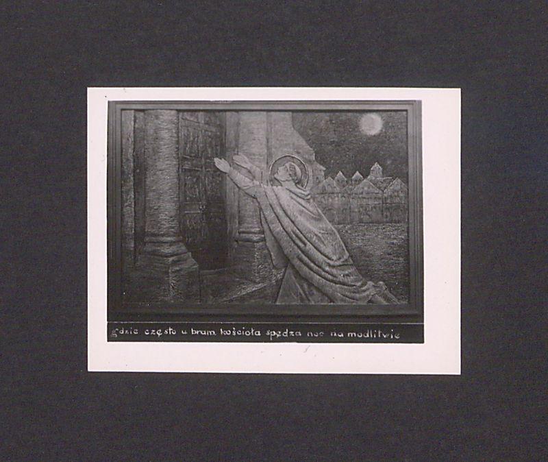 Płaskorzeźba ojca Efrema. … gdzie często u bram kościoła spędza noc na modlitwie.