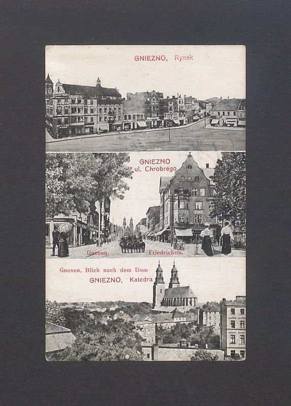 Gniezno. Rynek, ul. Chrobrego, katedra.