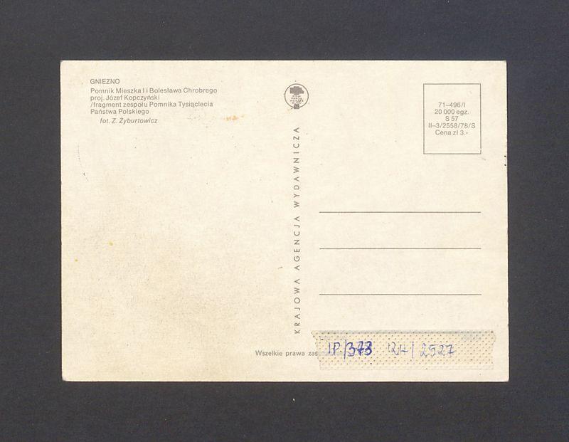 Pomnik Mieszka I i Bolesława Chrobrego w Gnieźnie według projektu Józefa Kopczyńskiego.