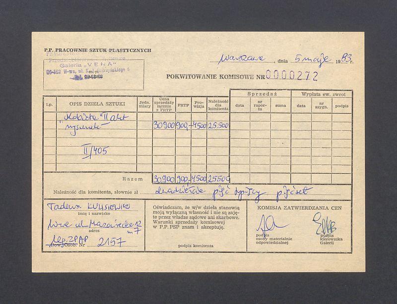 Pokwitowanie komisowe. "Kobieta" II akt rysunek