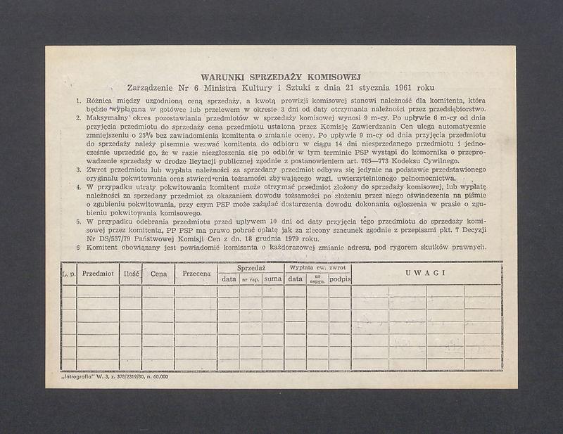Pokwitowanie komisowe. Z cyklu "Kobieta" - akt na czerni 1967 rysunek lawowany