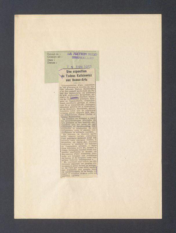 Recenzja. Une exposition de Tadeus Kulisiewicz aux Beaux-Arts