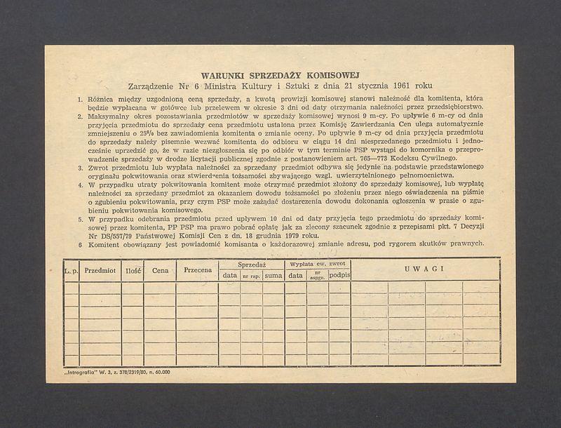 Pokwitowanie komisowe. "Kobieta X" akt rysunek