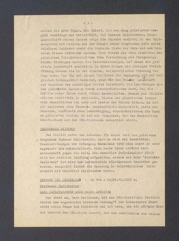 Bremer Nachrichten. Der polnische Zeichner Kulisiewicz Ausstellung in der Kunsthalle Vogeler