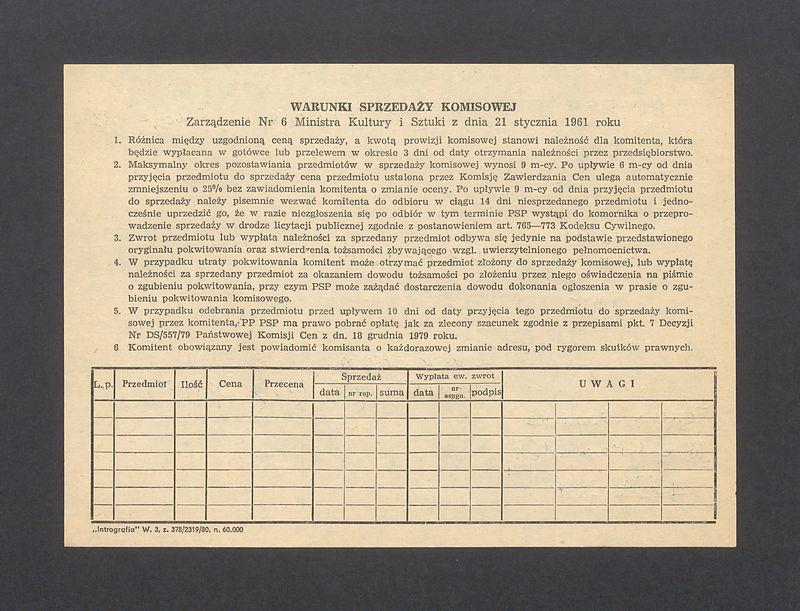 Pokwitowanie komisowe. "Kobieta VIII" rysunek 1974