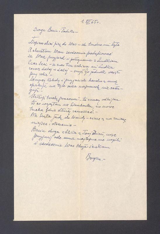 Droga Basiu i Tadziku - Dopiero dziś piszę do Was [...]