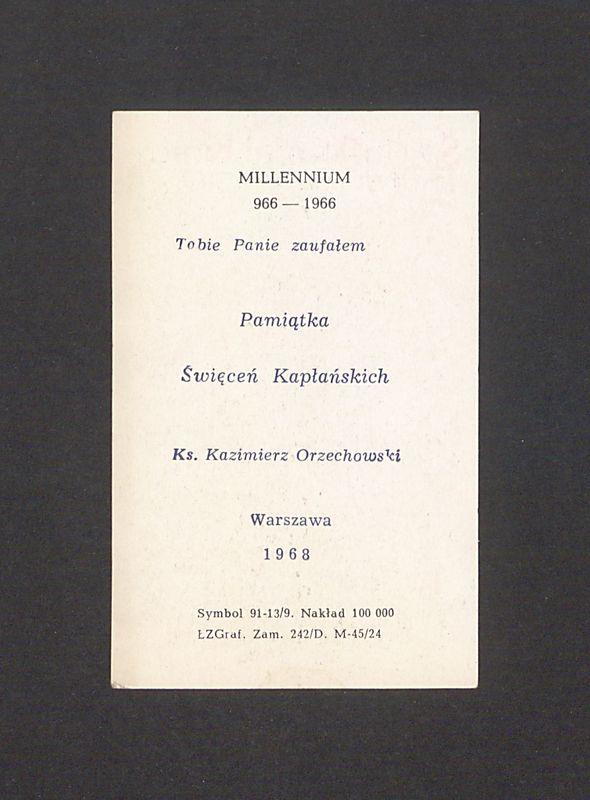Pamiątka Święceń Kapłańskich ks. Kazimierza Orzechowskiego