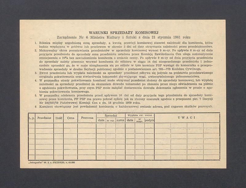 Pokwitowanie komisowe. "Kobieta" I rysunek 1974