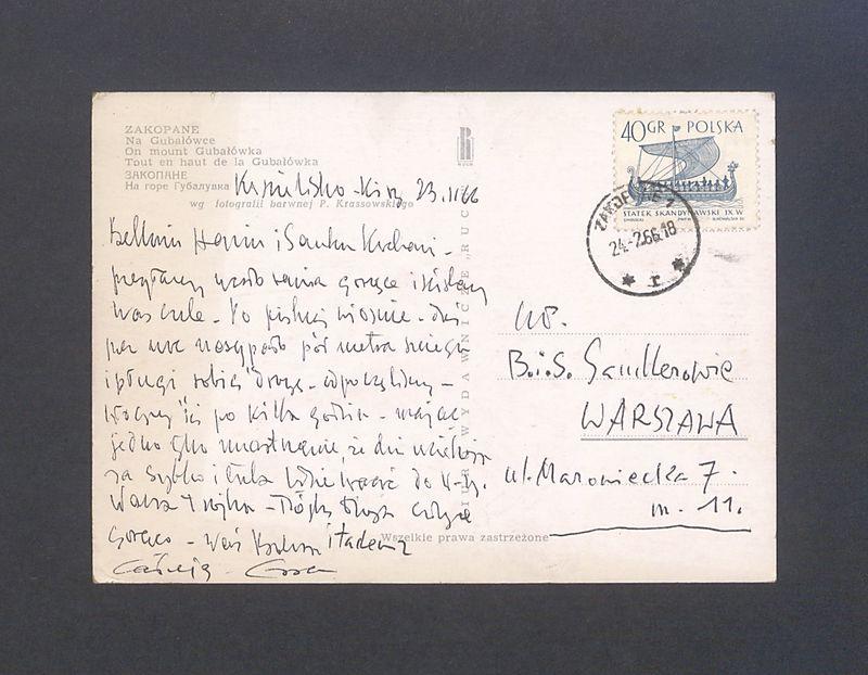 Pocztówka, adr. B. i S. Sandlerowie