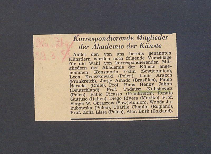 Recenzja. Korrespondierende Mitglieder der Akademie der Kunste