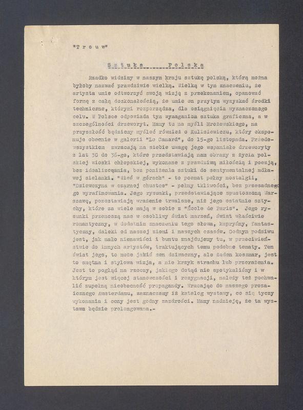 Sztuka polska. Rzadko widzimy w naszym kraju sztukę polską [...]