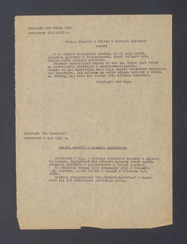 Recenzja. Dziennik Het Vrije Wolh