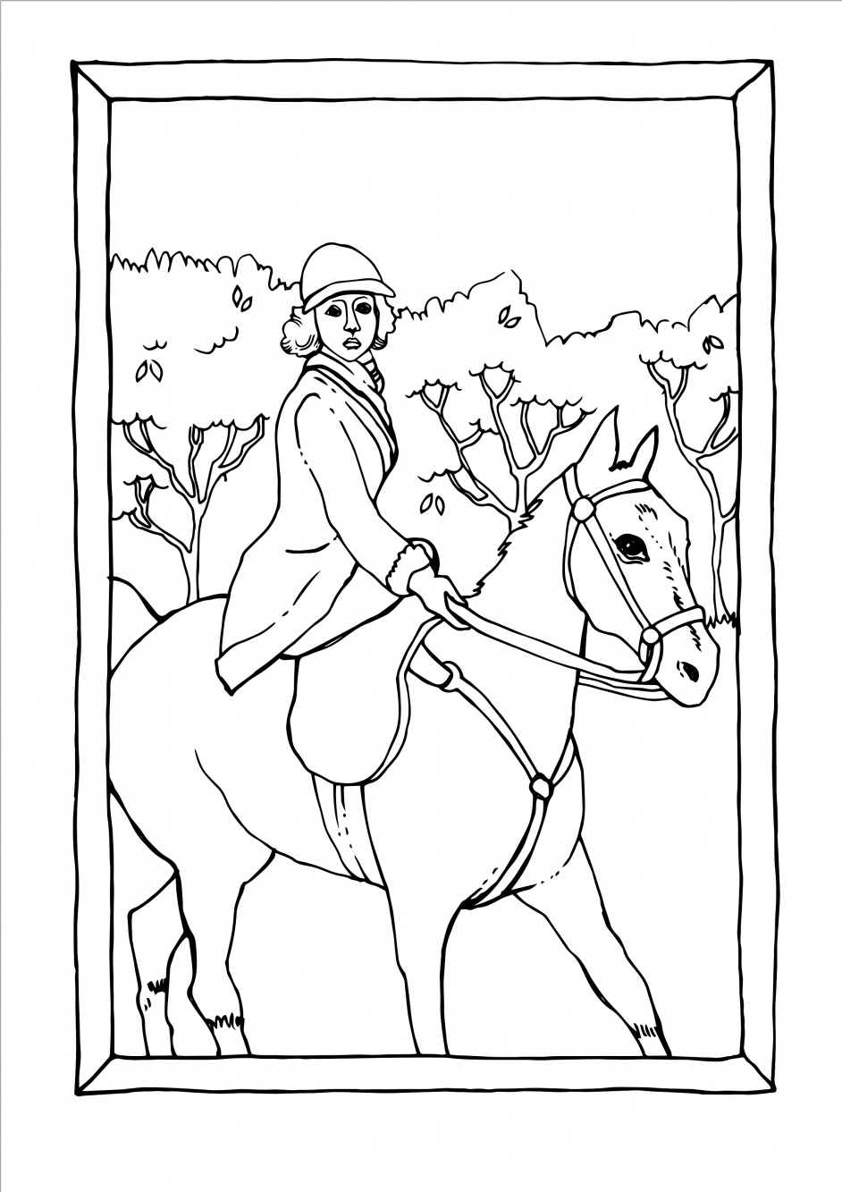 Amazonka na koniu do kolorowania