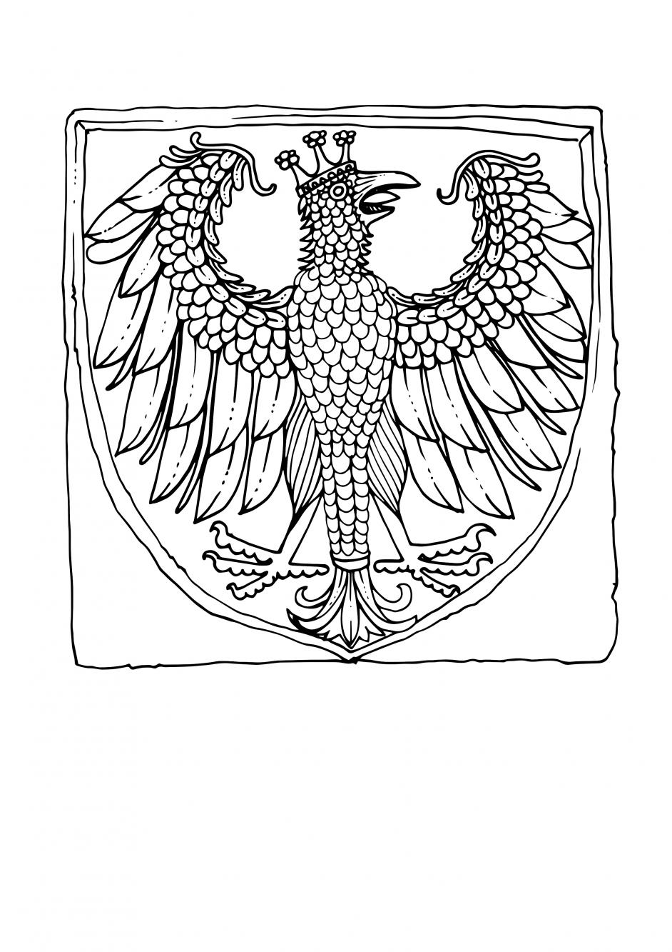 Kafel płytowy z herbem Orzeł Biały do kolorowania