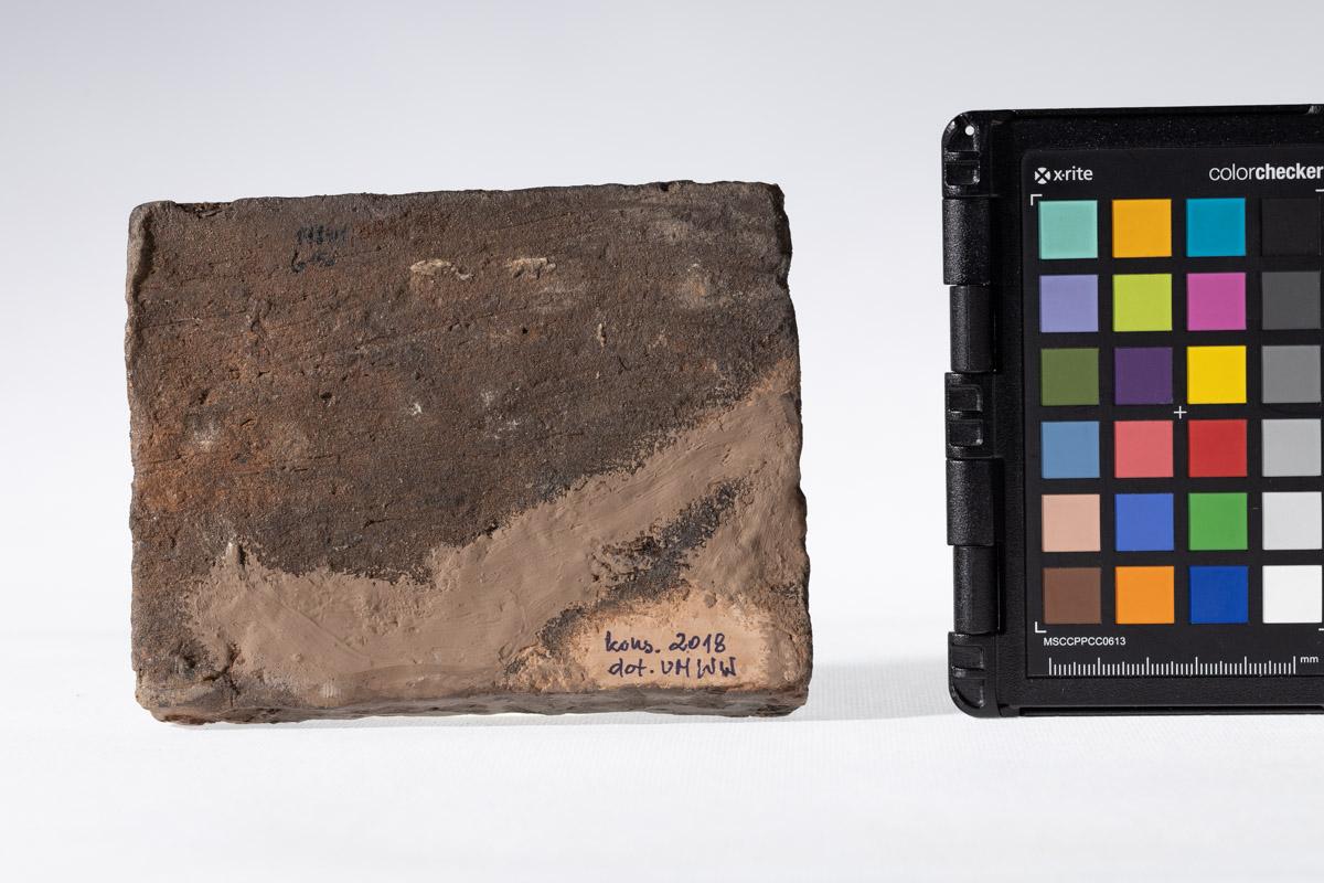 Płytka z motywem gryfa i rozetkami w tle