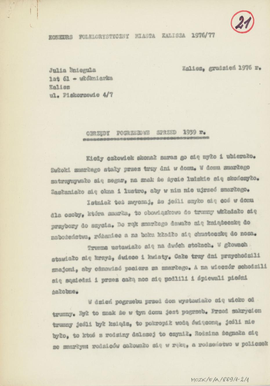 Obrzędy pogrzebowe sprzed 1939 r.