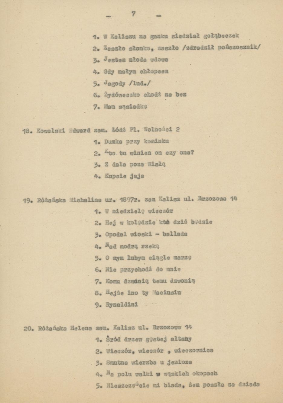 Wykaz uczestników Konkursu folklorystycznego miasta Kalisza 1976/77, cz. 2