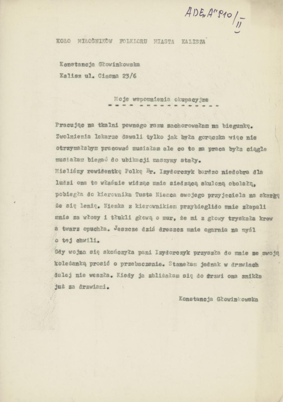 Moje wspomnienia okupacyjne