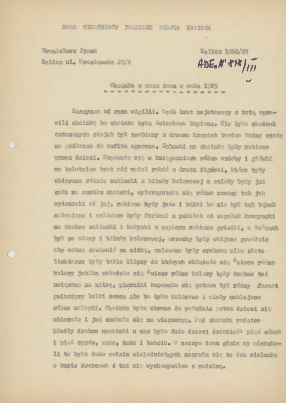 Choinka w moim domu w roku 1925