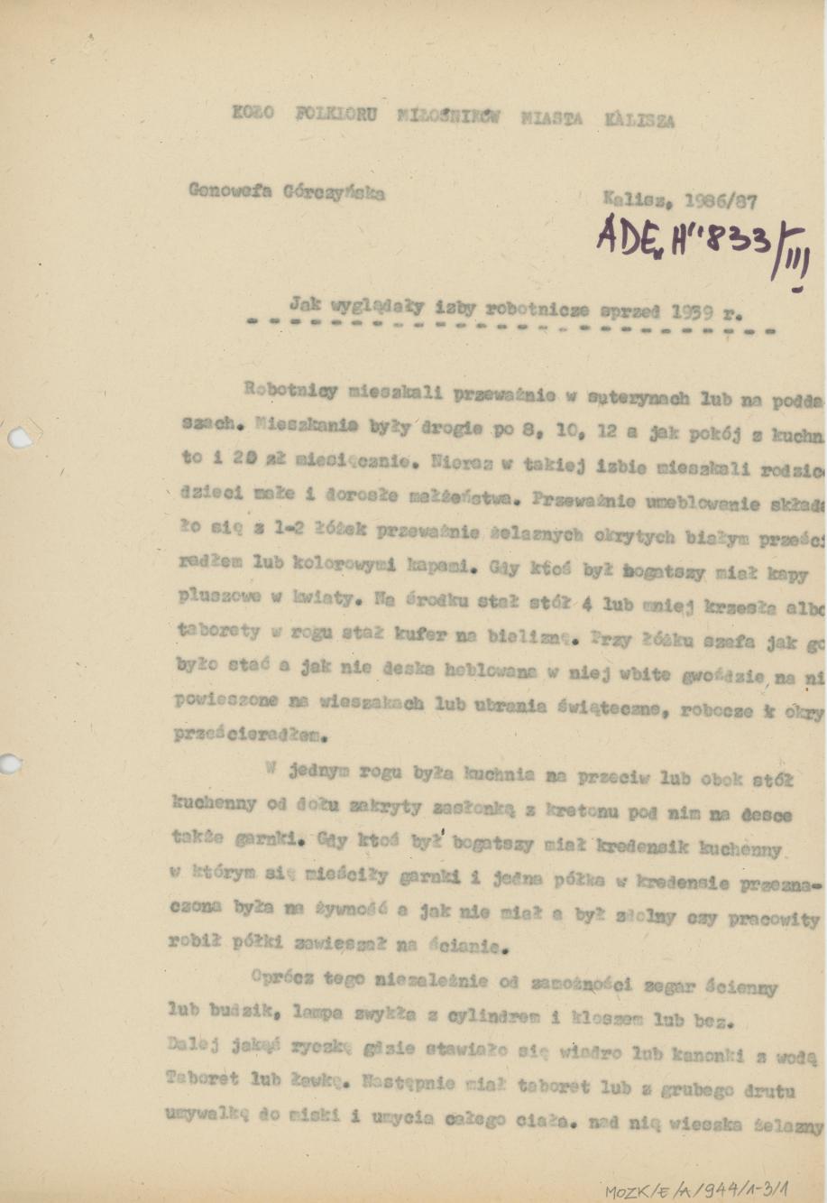 Jak wyglądały izby robotnicze sprzed 1939 r.