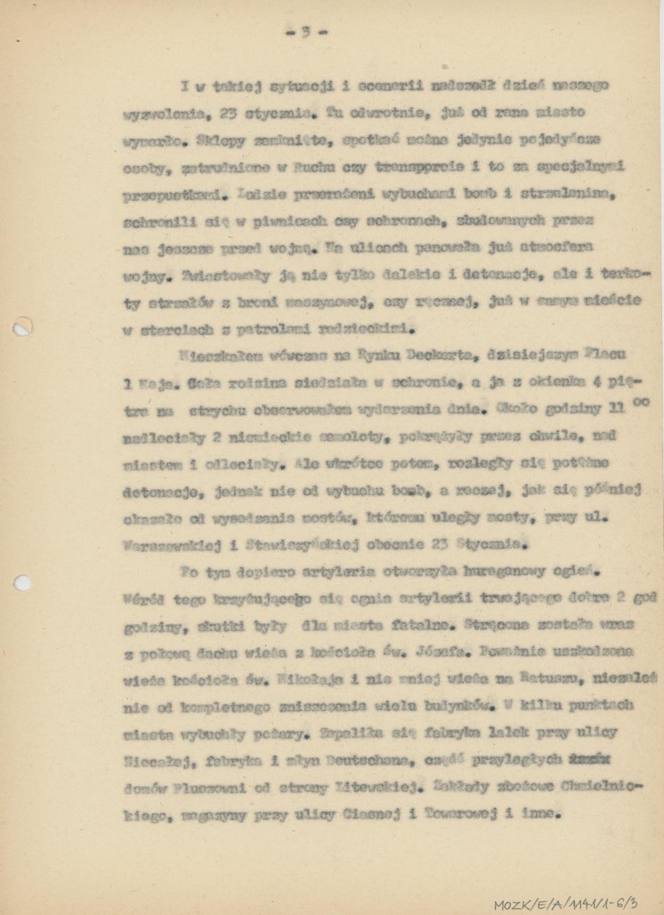 Wspomnienie z wyzwolenia Miasta Kalisza w r. 1945