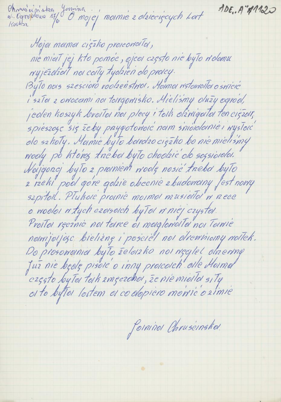 O mojej mamie z dziecięcych lat