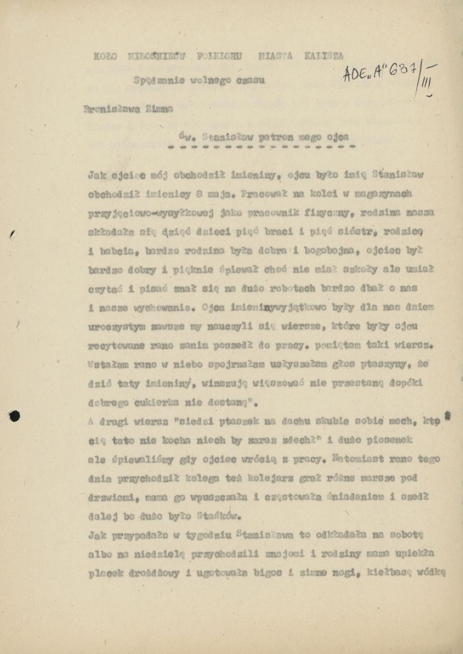 Św. Stanisław patron mego ojca