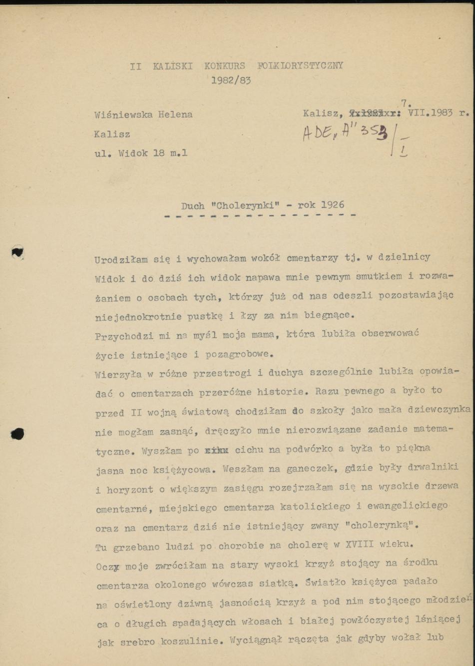 Duch "Cholerynki" - rok 1926