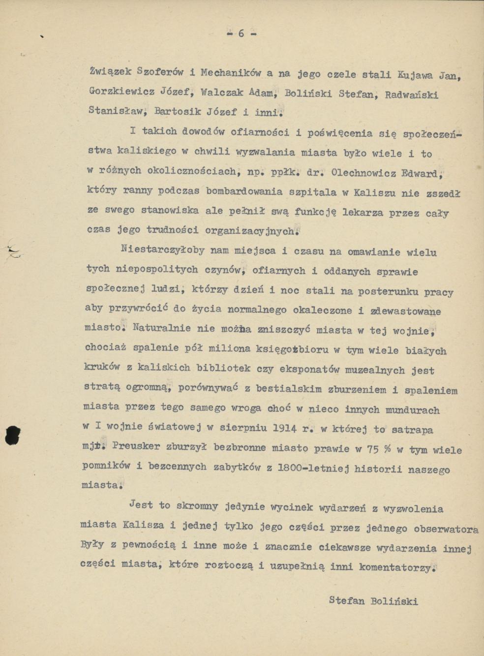 Wspomnienia z wyzwolenia miasta Kalisza w r. 1945