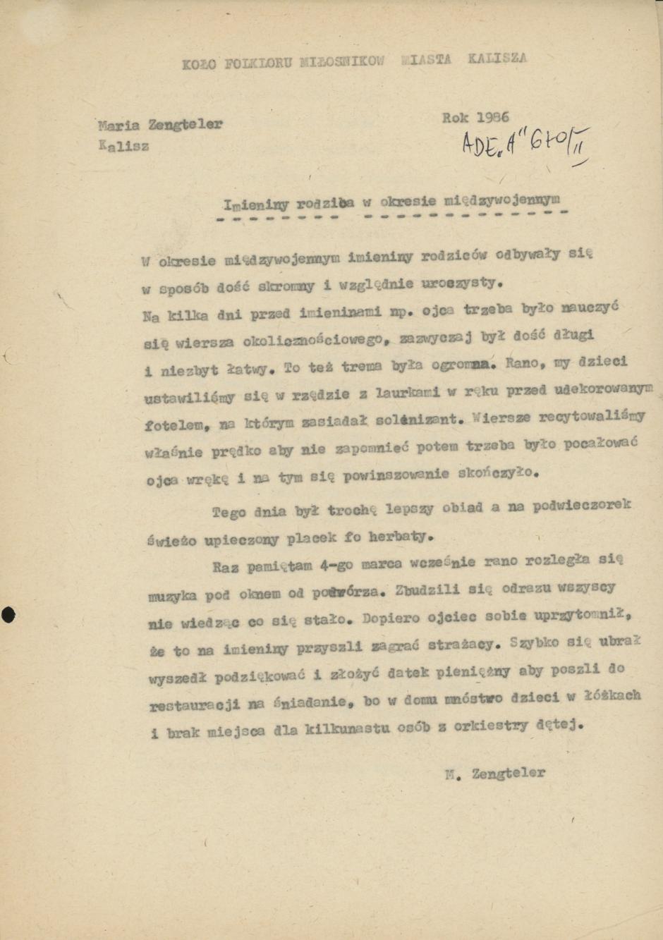 Imieniny rodzica w okresie międzywojennym