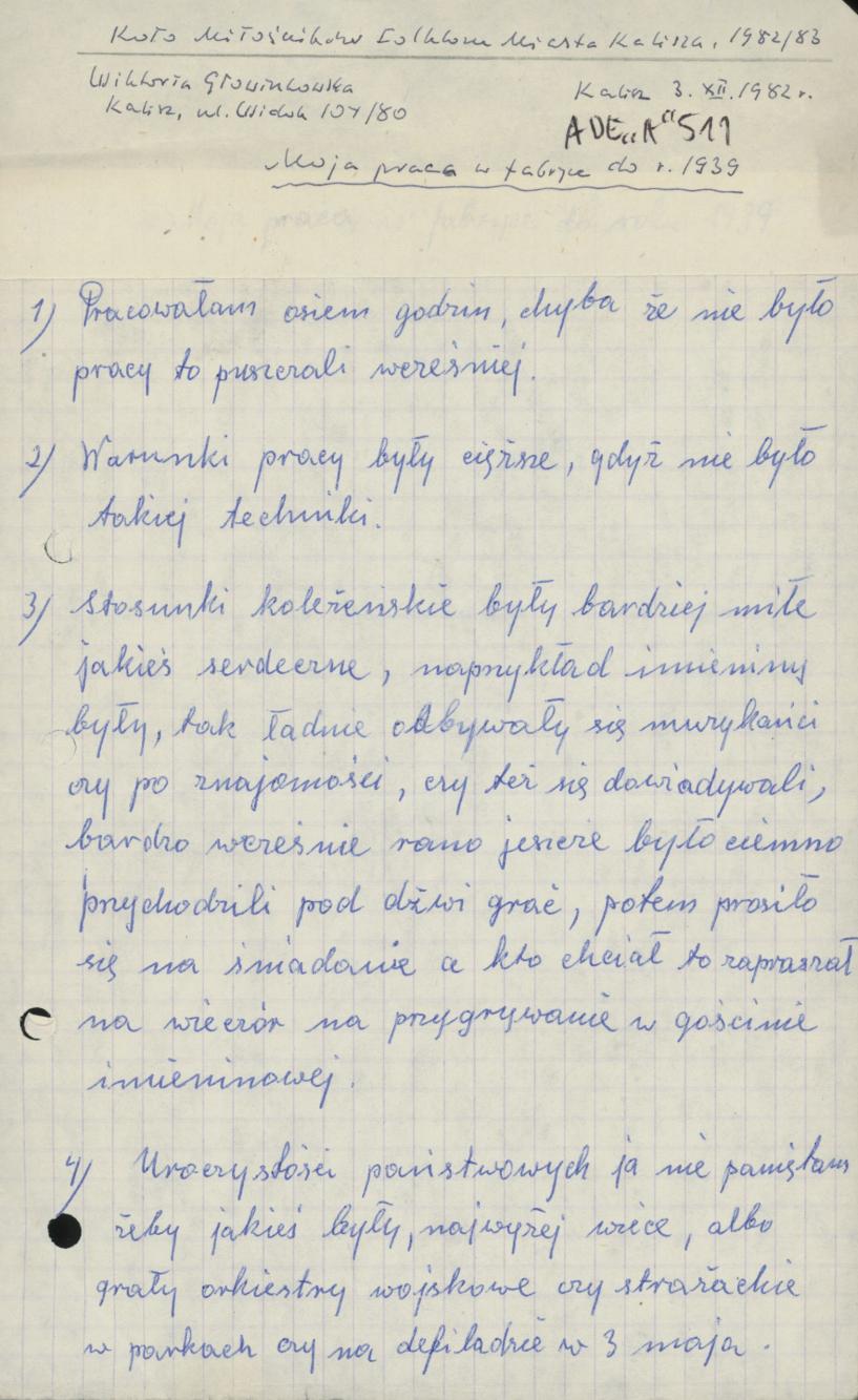 Moja praca w fabryce do r. 1939