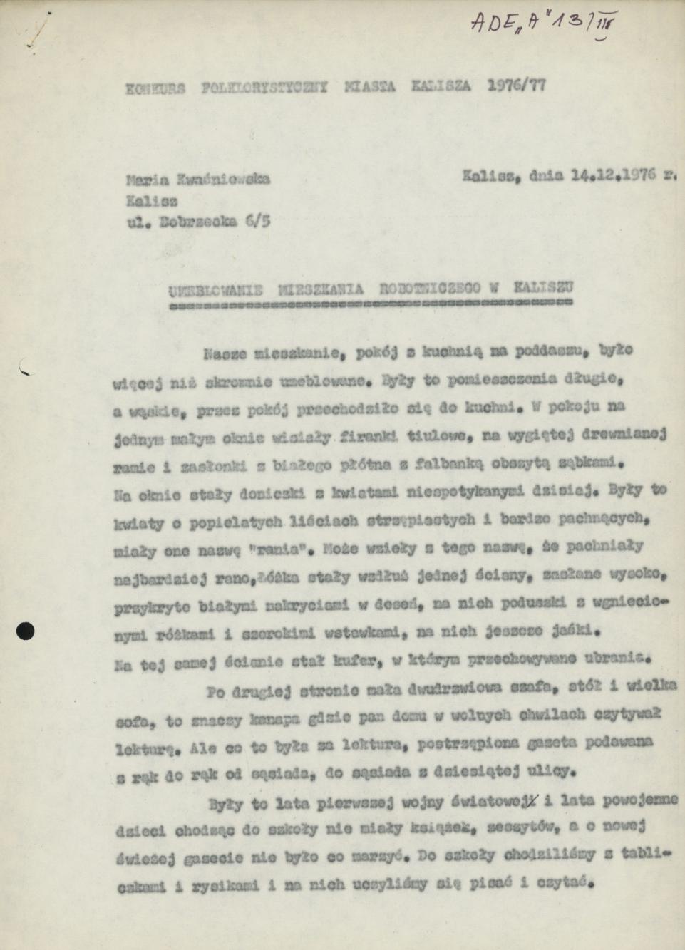 Umeblowanie mieszkania robotniczego w Kaliszu