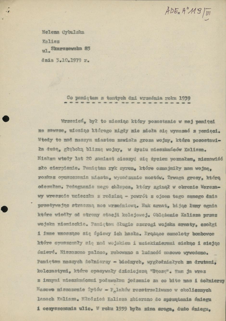 Co pamiętam z tamtych dni września roku 1939