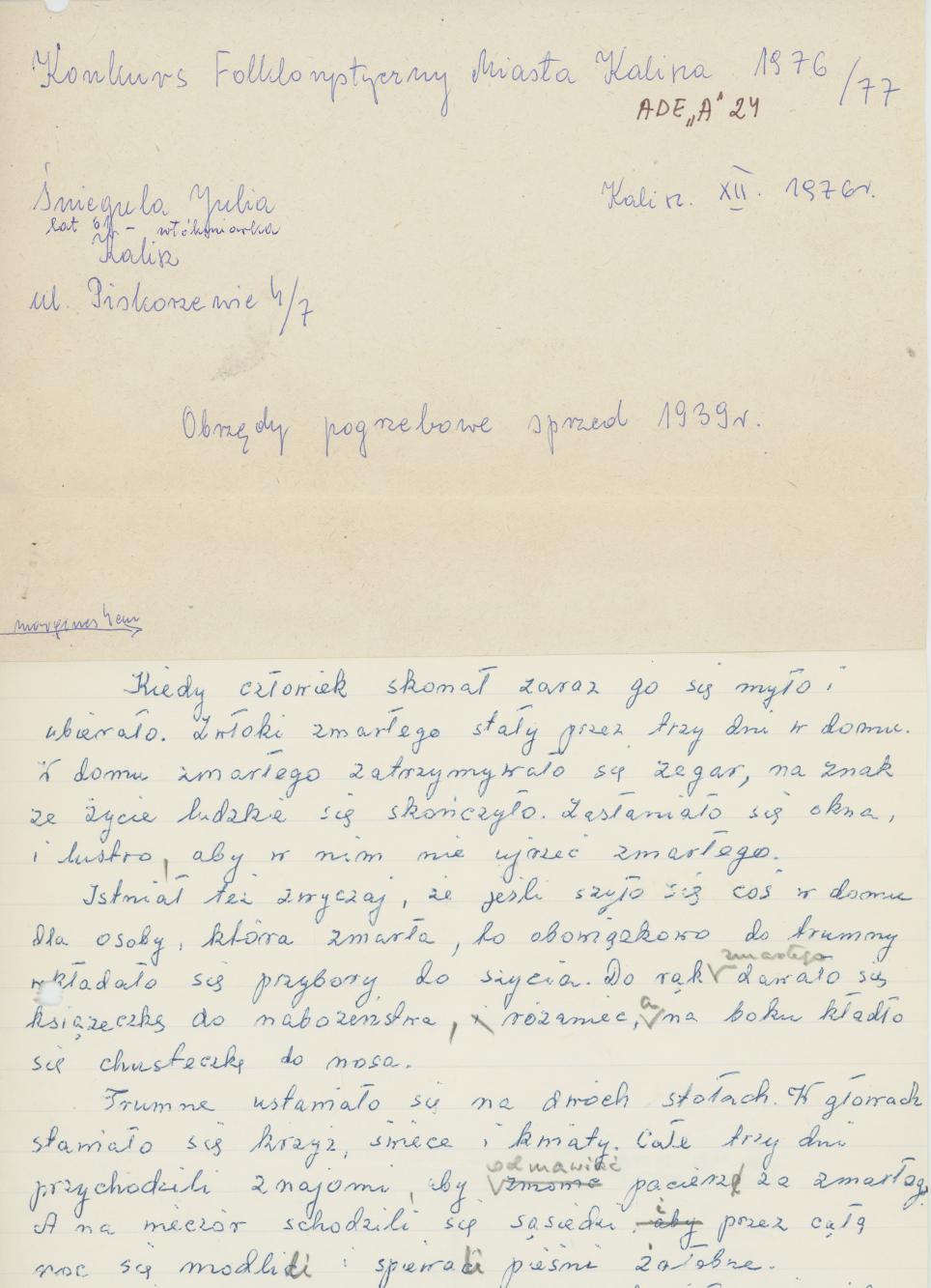 Obrzędy pogrzebowe sprzed 1939 r.