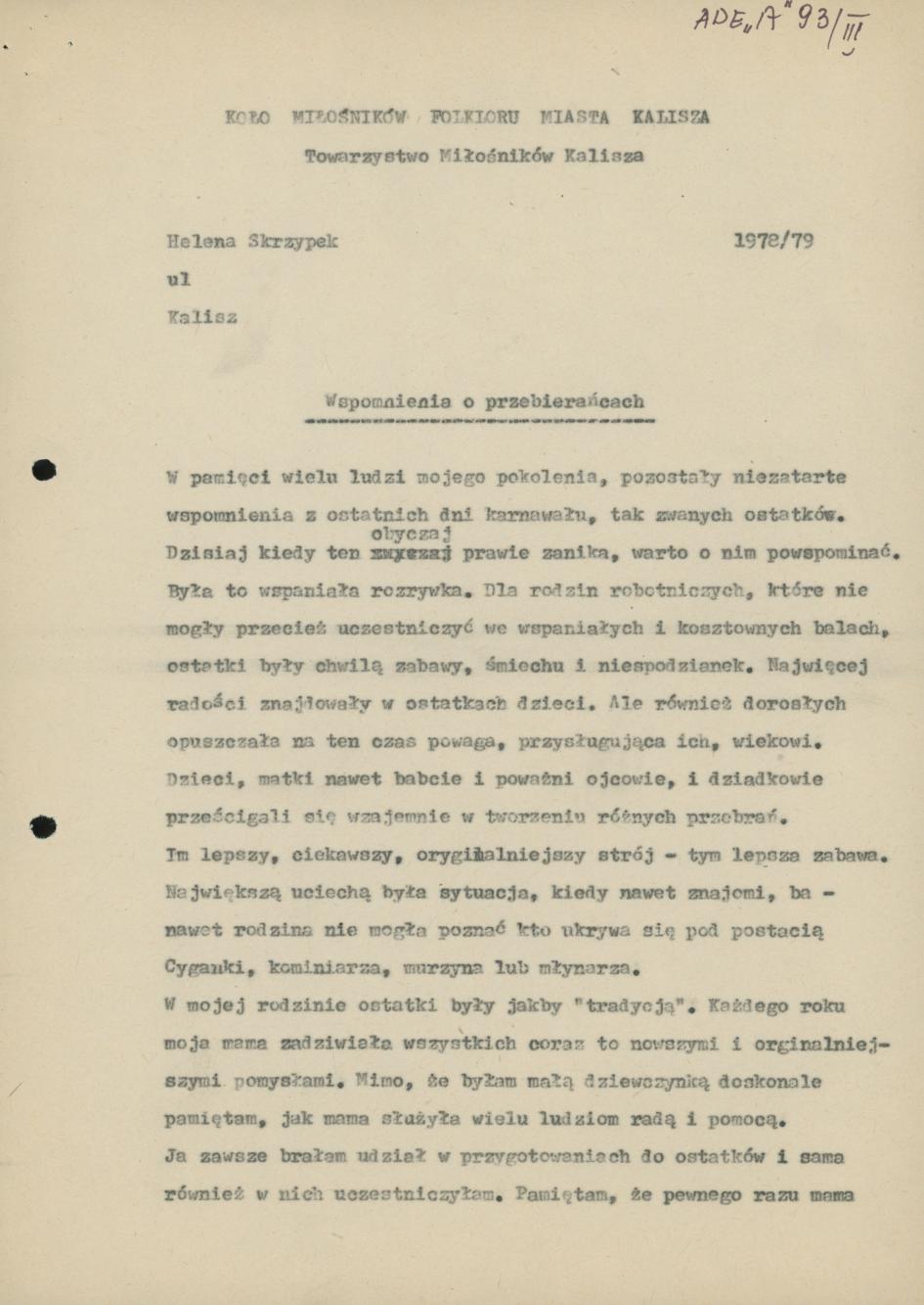 Wspomnienia o przebierańcach