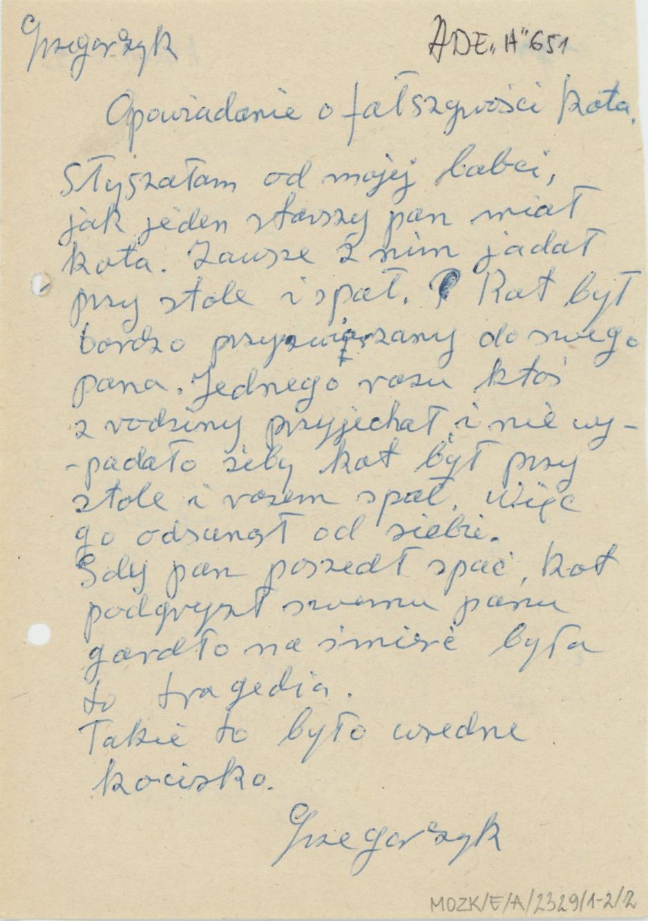 Opowiadanie o wierności psa. Opowiadanie o fałszywości kota