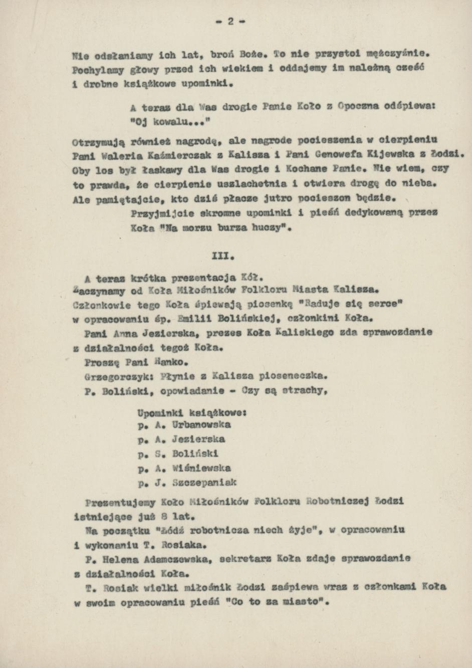 Spotkanie Kół Folklorystycznych w Kaliszu, 29 V 1982 r.