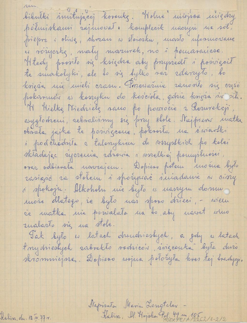 Święcenie pokarmów w Wielką Sobotę i ich spożywanie za czasów mojej matki