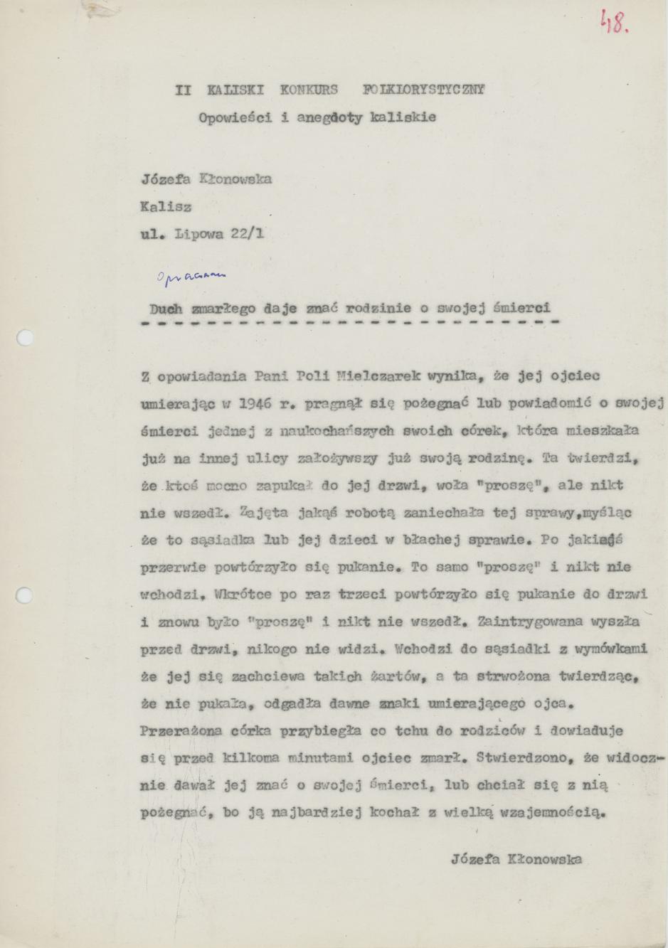 Duch zmarłego daje znać rodzinie o swojej śmierci