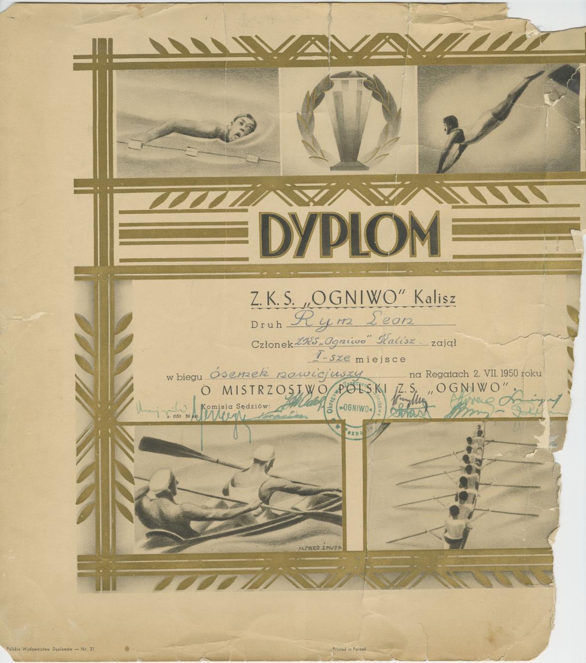 Dyplom dla druha Rym Leon