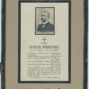 Wspomnienie pośmiertne z podobizną Kazimierza Rymarkiewicza