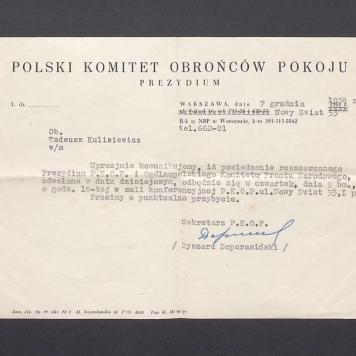 Zawiadomienie o odwołaniu Prezydium P.K.O.P.