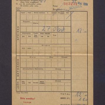 Rachunek za owoce spożyte w wagonie sypialnym austriackich kolei państwowych