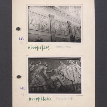 Wnętrze gnieźnieńskiej katedry. Płaskorzeźby ojca Efrema, dwa ujęcia scen z życia św. Wojciecha.