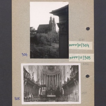 Ołtarz główny i stalle w katerze.