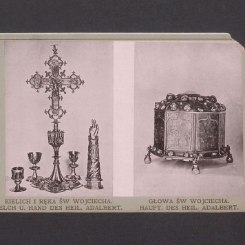 Kielich, ręka i relikwiarz św. Wojciecha.