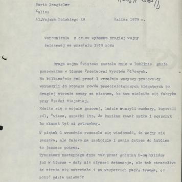 Wspomnienia z czasu wybuchu drugiej wojny